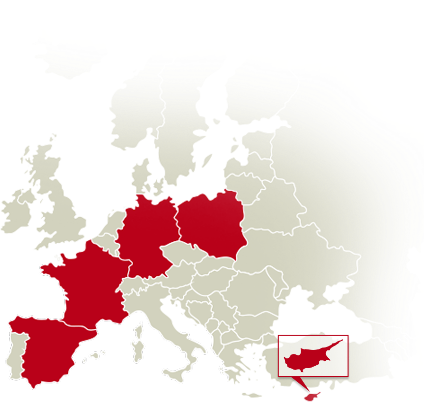 European map with protected areas