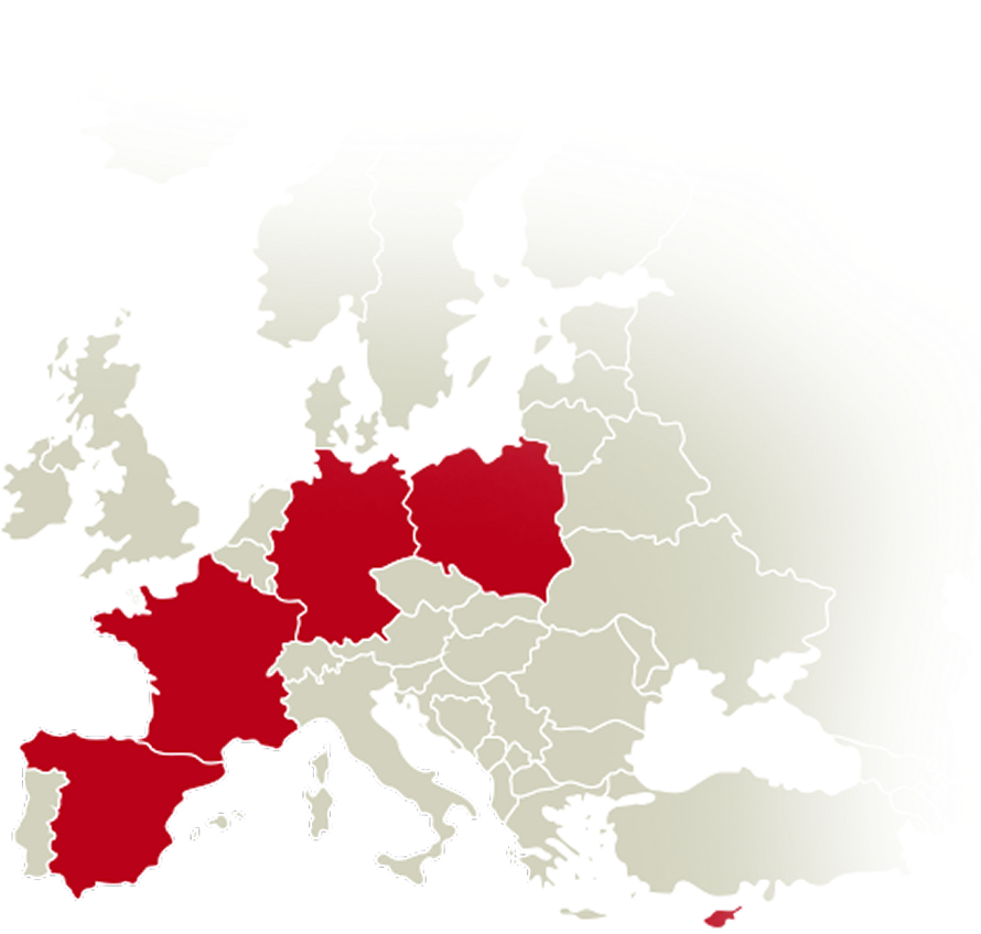 European map with protected areas